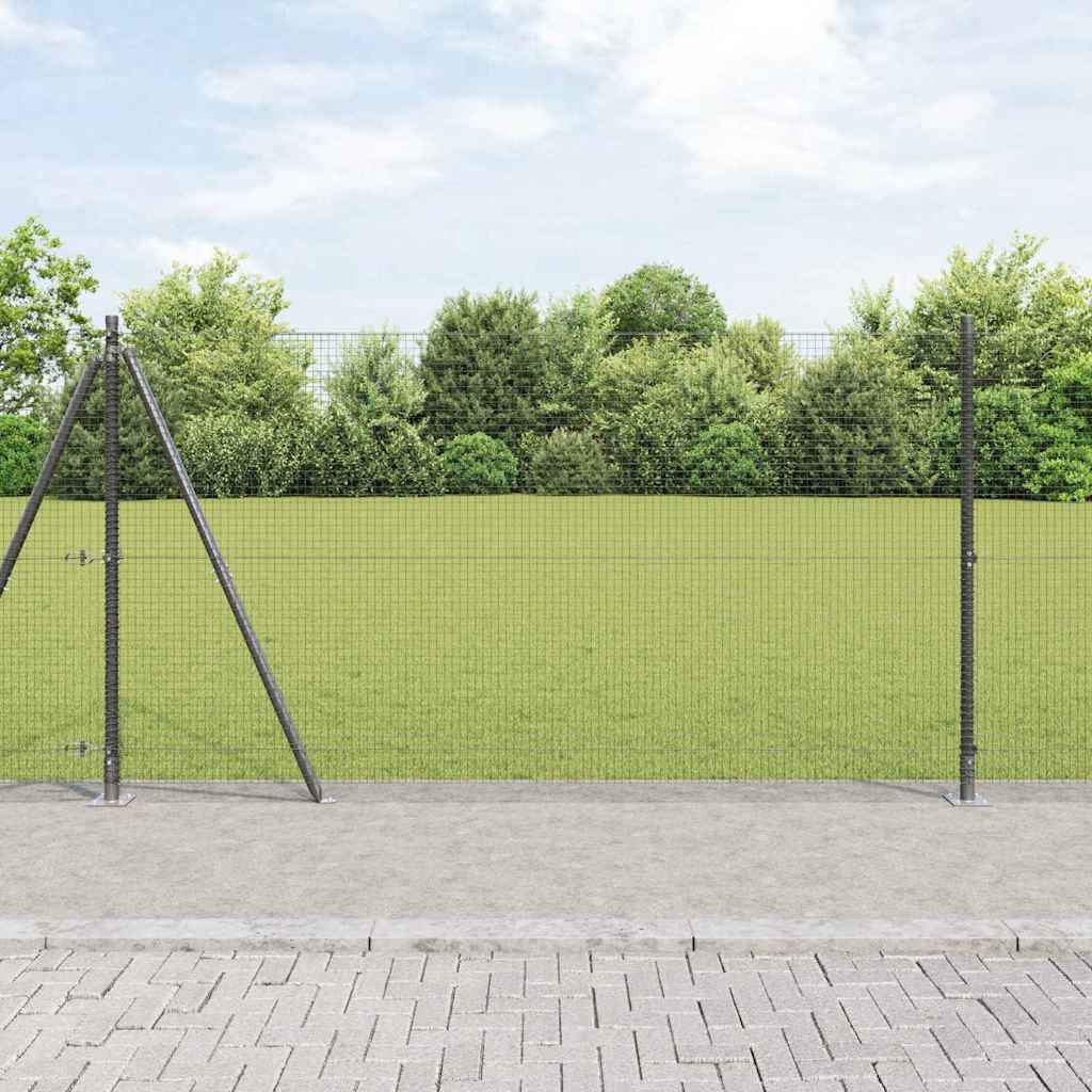 JUNG Vida Zaunpfosten Grau 25 x 1,2 m (19 x 19 mm Netz) Stahl und PVC