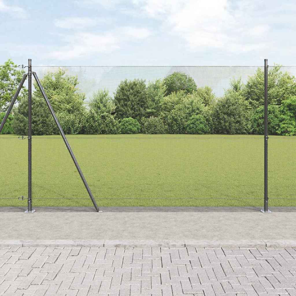 JUNG Vida Zaunpfosten Grau 50 x 1,5 m (12 x 12 mm Maschen) Stahl und PVC