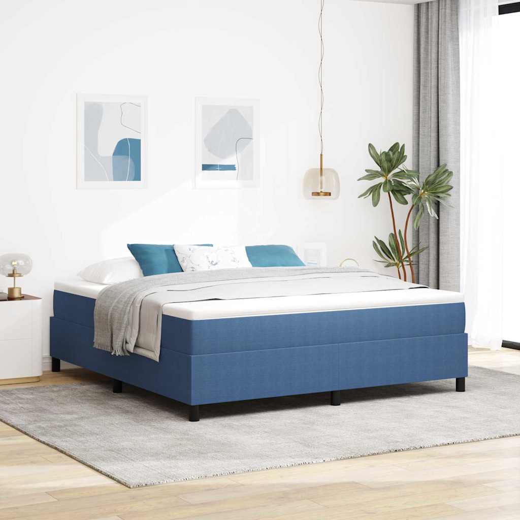 JUNG Vida Boxspringbett Blau und Weiß 180 x 200 cm Cordstoff