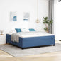 JUNG Vida Boxspringbett Blau und Weiß 180 x 200 cm Cordstoff