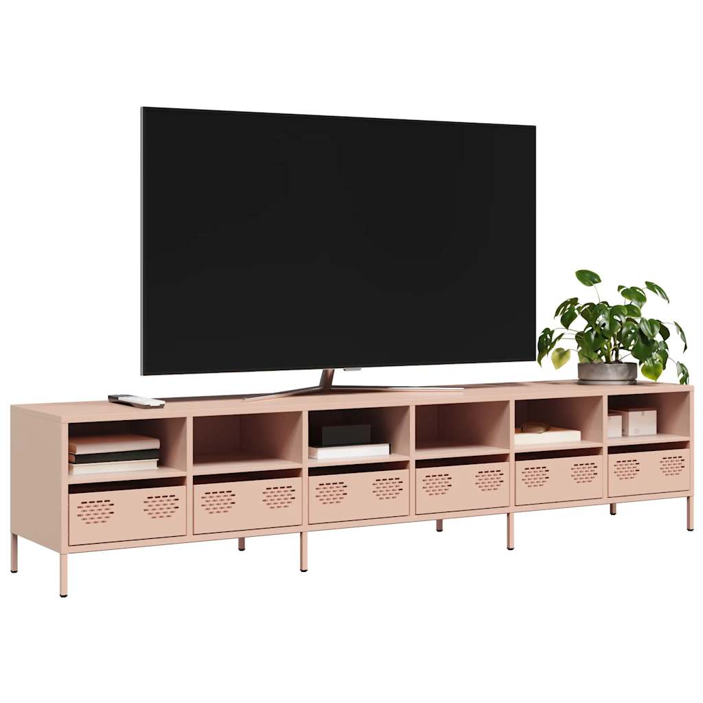 JUNG Vida TV-Schrank Rosa 202x39x43,5 cm Kaltgewalzter Stahl