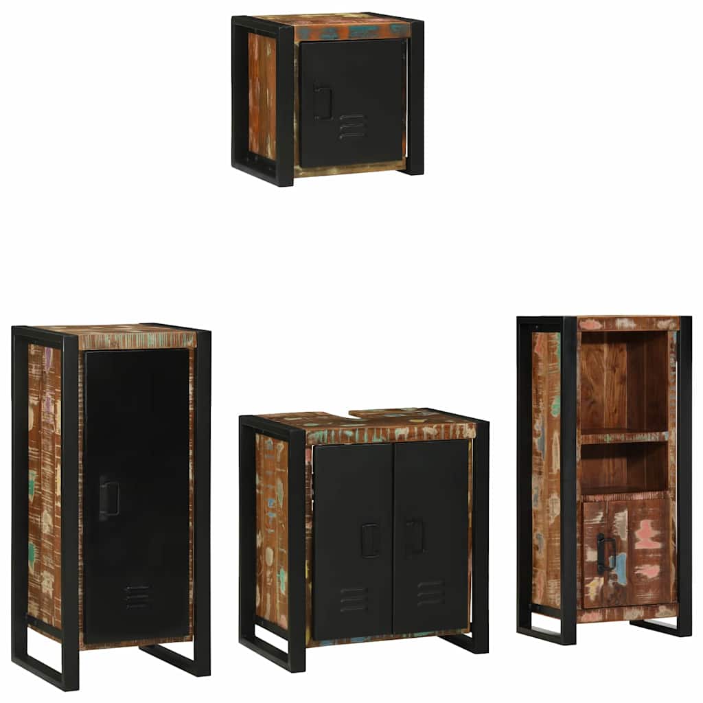 JUNG Vida Badezimmermöbel-Set mit Regal 4 pcs Massives upgecyceltes Holz