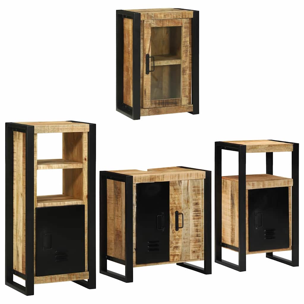 JUNG Vida Badezimmermöbel-Set mit Regal 4 pcs Braun Massivholz Mango