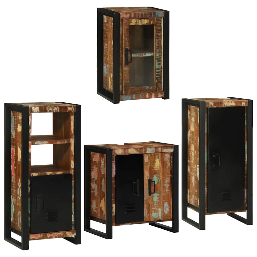 JUNG Vida Badezimmermöbel-Set mit Regal 4 pcs Mehrfarbig Massives Altholz