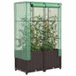 JUNG Vida Hochbeet mit Gewächshaus-Aufsatz Rattan-Optik 80x40x138 cm