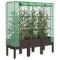 JUNG Vida Hochbeet mit Gewächshaus-Aufsatz Rattan-Optik 120x40x140 cm