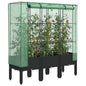 JUNG Vida Hochbeet mit Gewächshaus-Aufsatz Rattan-Optik 120x40x140 cm