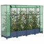 JUNG Vida Hochbeet mit Gewächshausabdeckung Rattanoptik 160x40x123 cm