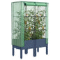 JUNG Vida Hochbeet mit Gewächshaus-Aufsatz Rattan-Optik 80x40x140 cm