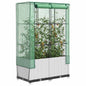 JUNG Vida Hochbeet mit Gewächshaus-Aufsatz Rattan-Optik 80x40x138 cm