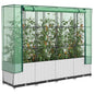 JUNG Vida Hochbeet mit Gewächshaus-Aufsatz Rattan-Optik 160x40x138 cm