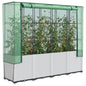 JUNG Vida Hochbeet mit Gewächshaus-Aufsatz Rattan-Optik 160x40x153 cm