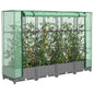 JUNG Vida Hochbeet mit Gewächshaus-Aufsatz Rattan-Optik 160x40x123 cm