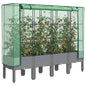 JUNG Vida Hochbeet mit Gewächshaus-Aufsatz Rattan-Optik 160x40x140 cm