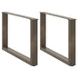 JUNG Vida Couchtischbeine U-Form 2 Stk. Naturstahl 60x(42-43) cm Stahl