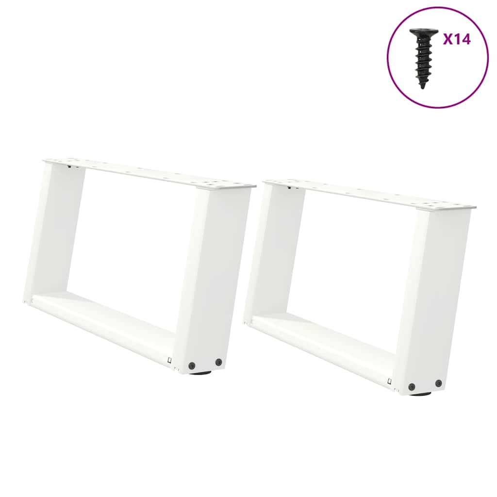 JUNG Vida Couchtischbeine U-Form 2 Stk. Weiß 70x(30-31) cm Stahl