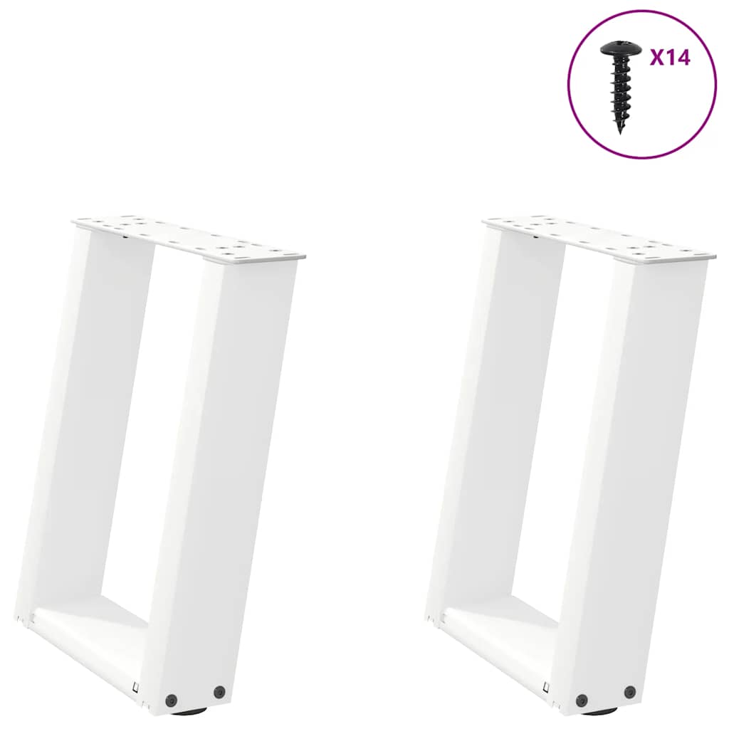 JUNG Vida Couchtischbeine U-Form 2 Stk. Weiß 38x(42-43) cm Stahl