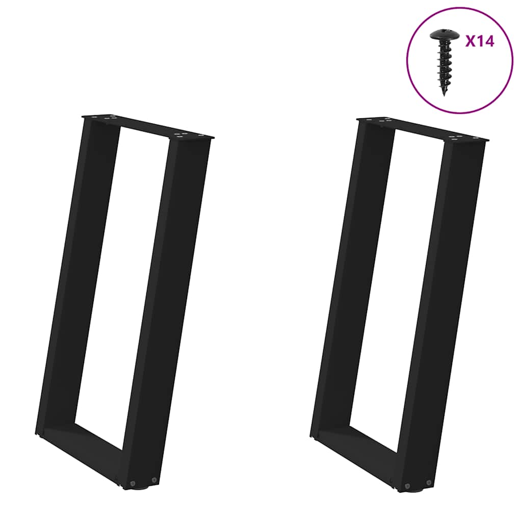 JUNG Vida Esstischbeine U-Form 2 Stk. Schwarz 50x(72-73) cm Stahl