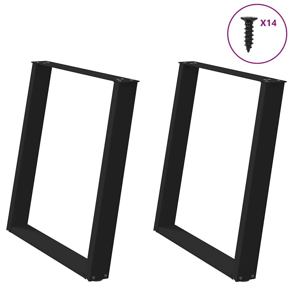 JUNG Vida Esstischbeine U-Form 2 Stk. Schwarz 70x(72-73) cm Stahl