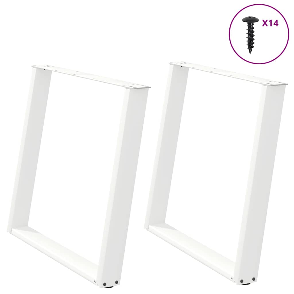 JUNG Vida Esstischbeine U-Form 2 Stk. Weiß 90x(72-73) cm Stahl