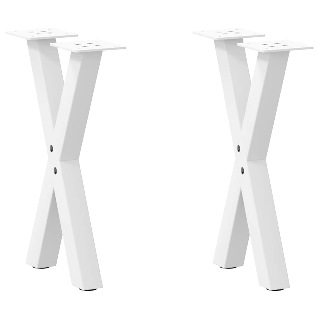 JUNG Vida Couchtischbeine X-Form 2 Stk. Weiß 28x(42-43) cm Stahl