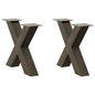 JUNG Vida Couchtischbeine X-Form 2 Stk. Naturstahl 50x(42-43) cm Stahl
