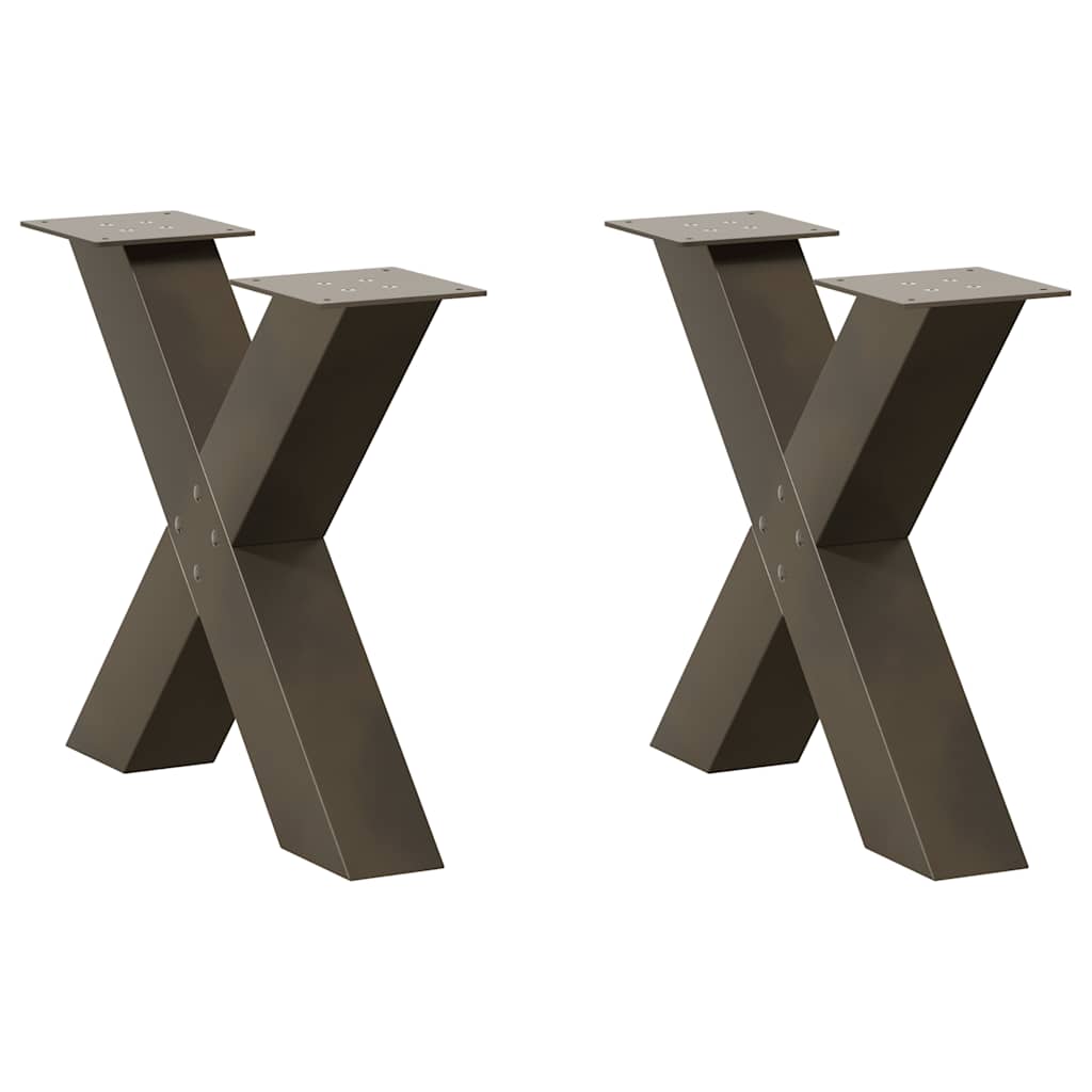JUNG Vida Couchtischbeine X-Form 2 Stk. Naturstahl 60x(42-43) cm Stahl