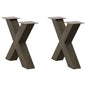 JUNG Vida Couchtischbeine X-Form 2 Stk. Naturstahl 60x(42-43) cm Stahl