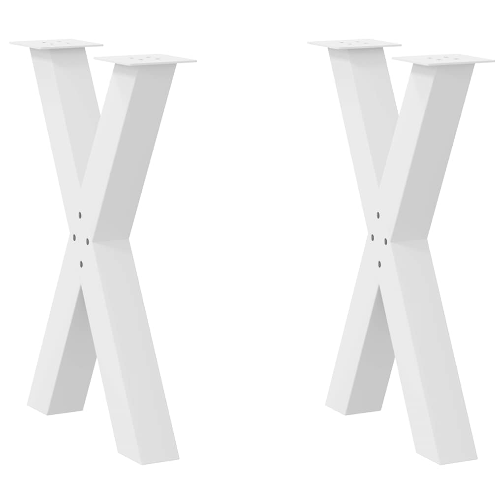 JUNG Vida Esstischbeine X-Form 2 Stk. Weiß 60x(72-73) cm Stahl