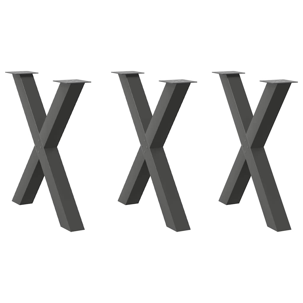 JUNG Vida Esstischbeine X-Form 3 Stk. Anthrazit 80x(72-73) cm Stahl