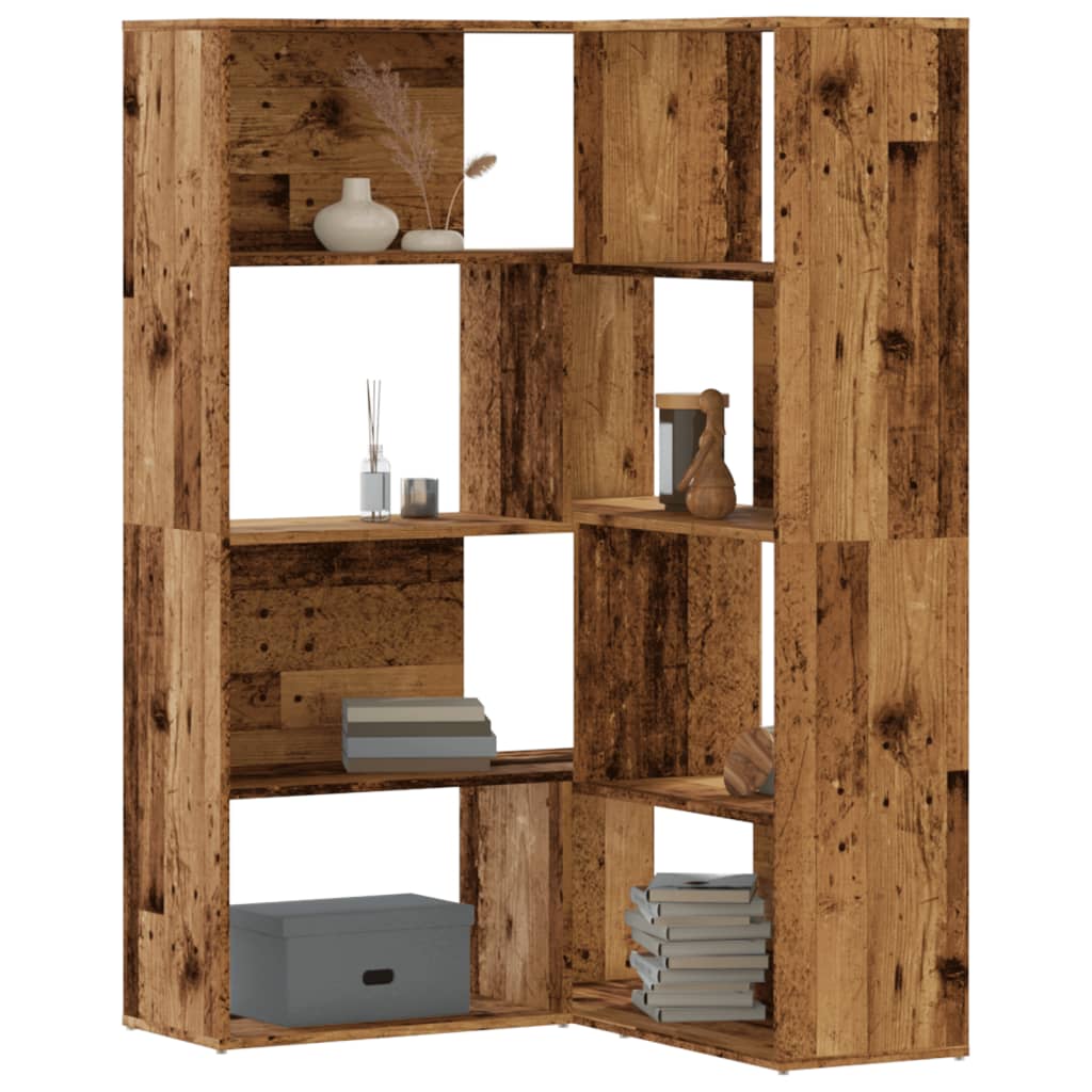 JUNG Vida Eck-Bücherregal 4 Etagen Antikholz 85x85x140 cm Holzwerkstoff