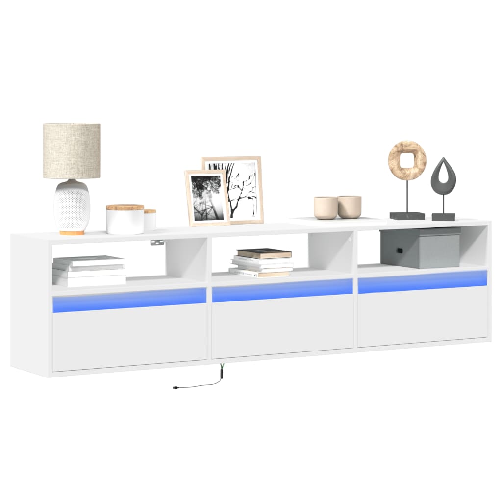 JUNG Vida TV-Wandschrank mit LED Weiß 180x31x45 cm