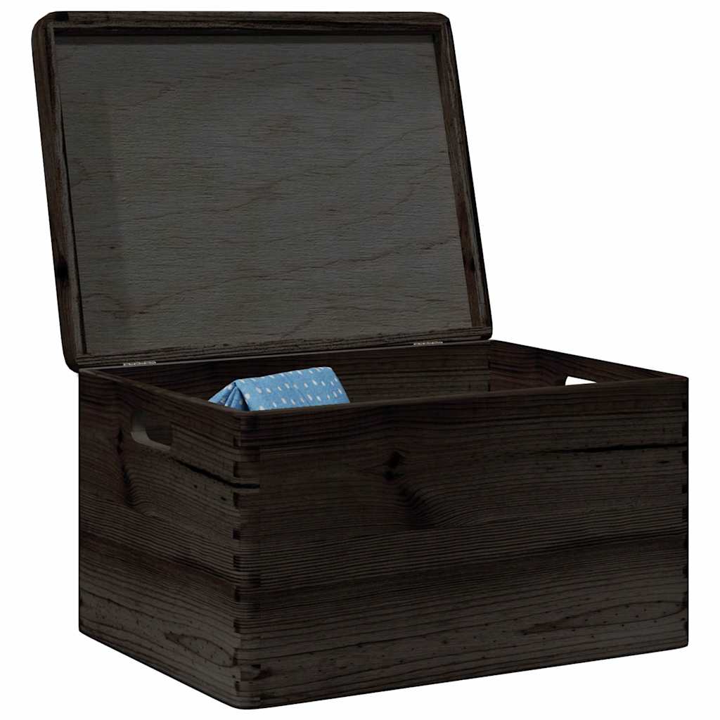 JUNG Vida Holzkiste mit Deckel und Griffen Schwarz 40x30x23 cm Massivholz