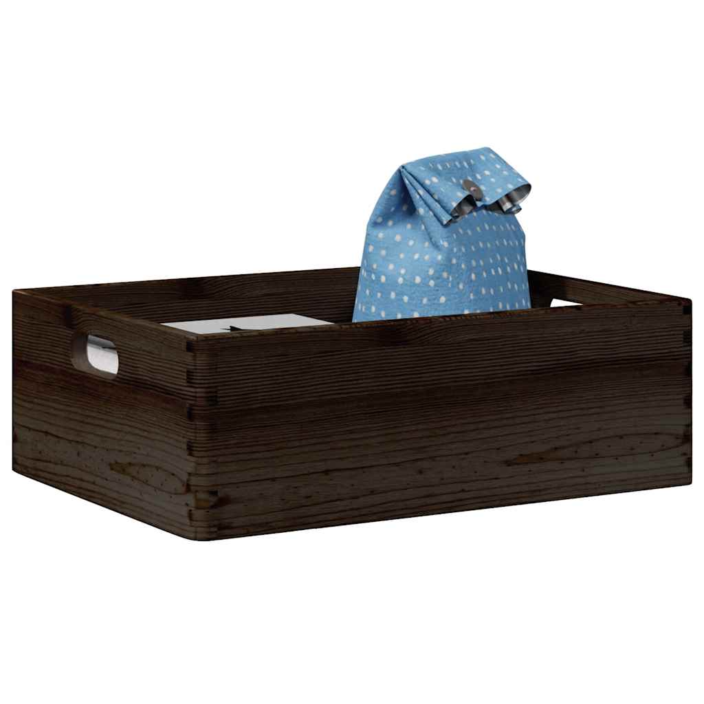 JUNG Vida Holzkiste mit Griffen Schwarz 40x30x13 cm Massivholz Kiefer