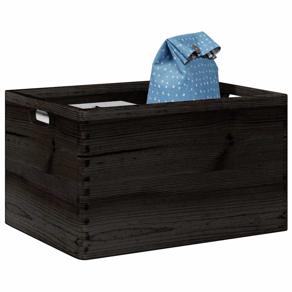JUNG Vida Holzkiste mit Griffen Schwarz 40x30x23 cm Massivholz Kiefer