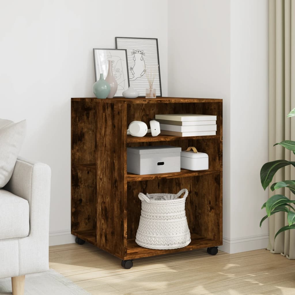 JUNG Vida Beistelltisch mit Rollen Räuchereiche 55x60x78 cm Holzwerkstoff