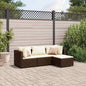 JUNG Vida 4-tlg. Garten-Lounge-Set mit Kissen Braun Poly Rattan