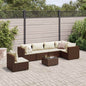 JUNG Vida 7-tlg. Garten-Lounge-Set mit Kissen Braun Poly Rattan
