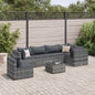 JUNG Vida 7-tlg. Garten-Lounge-Set mit Kissen Grau Poly Rattan