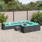 JUNG Vida 11-tlg. Garten-Sofagarnitur mit Kissen Schwarz Poly Rattan