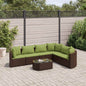 JUNG Vida 7-tlg. Garten-Sofagarnitur mit Kissen Braun Poly Rattan