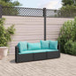 JUNG Vida 3-tlg. Garten-Sofagarnitur mit Kissen Schwarz Poly Rattan
