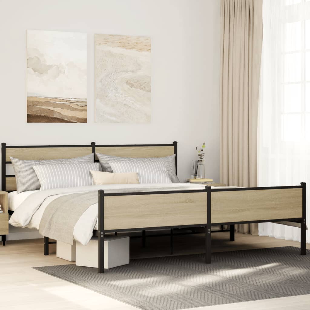 JUNG Vida Metallbett ohne Matratze Sonoma-Eiche 183x213 cm