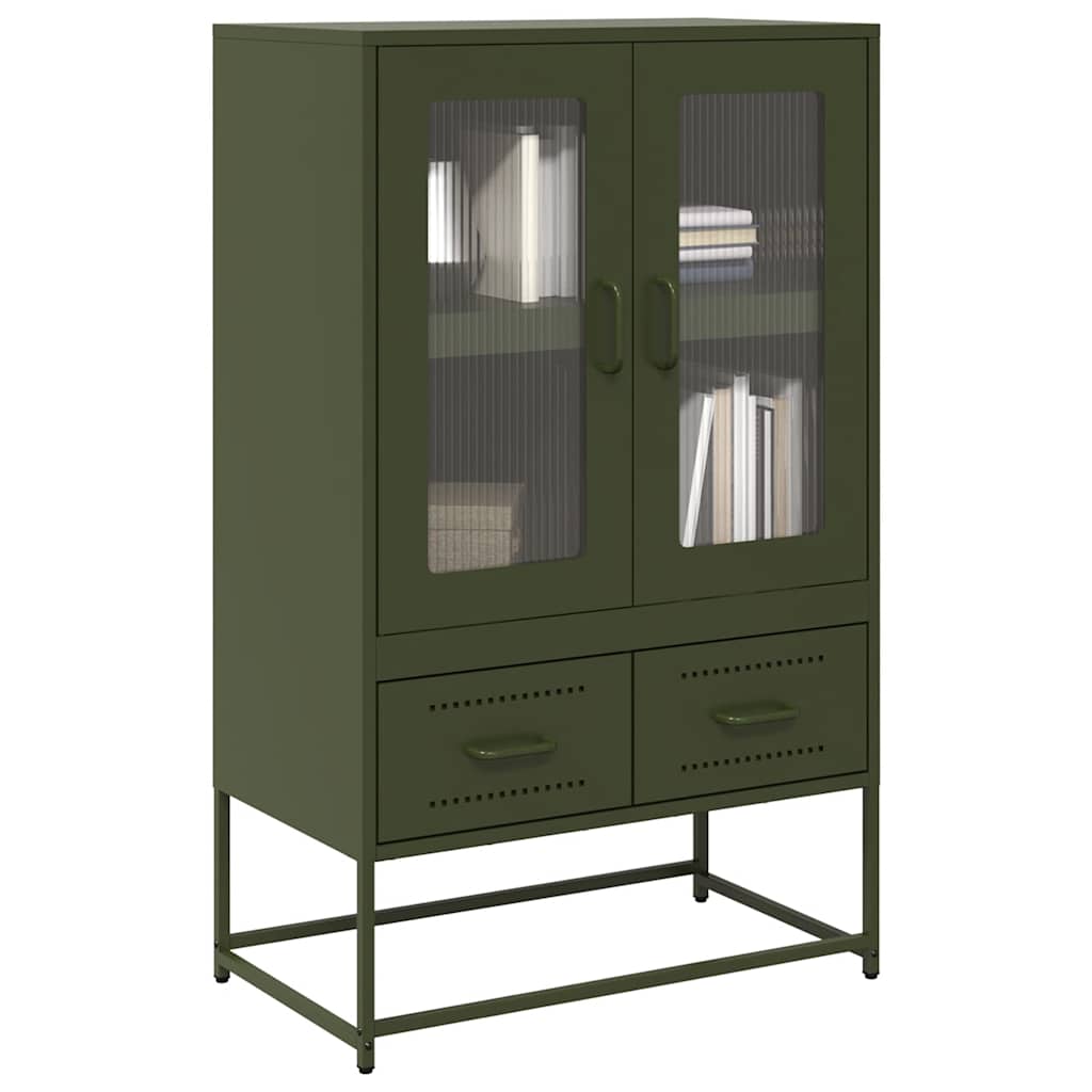 JUNG Vida Highboard Olivgrün 68x39x111,5 cm Stahl