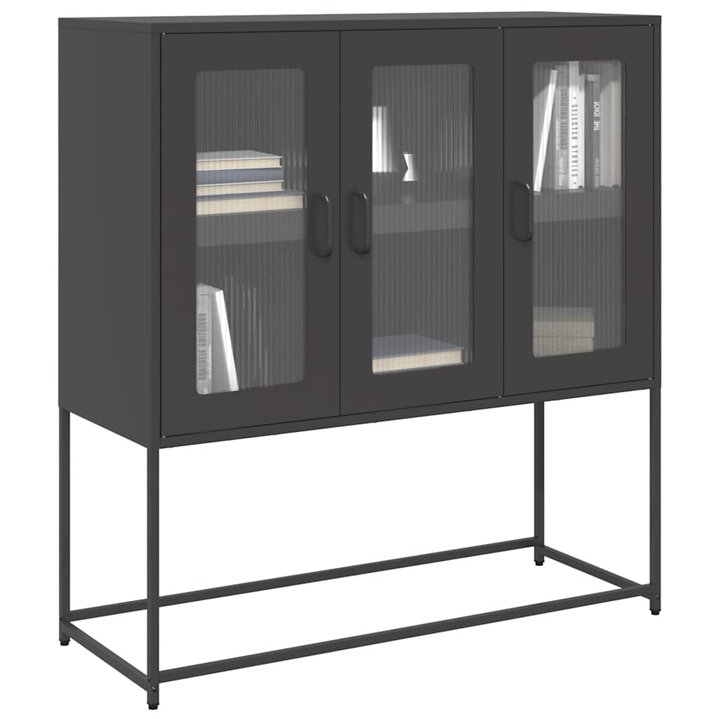 JUNG Vida Sideboard Schwarz 100,5x39x107 cm Kaltgewalzter Stahl