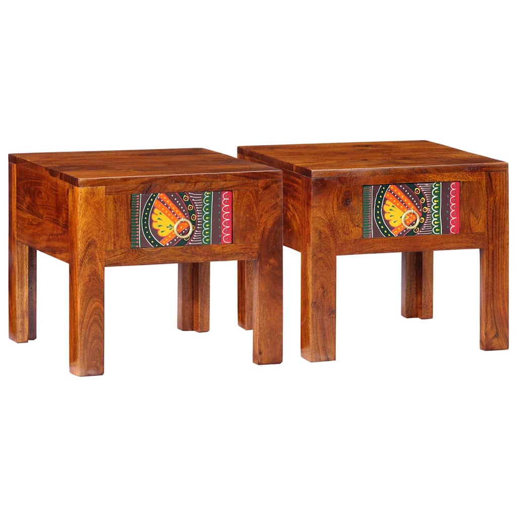 JUNG Vida Nachttisch 2 Stk. 40x40x36 cm Massivholz Akazie