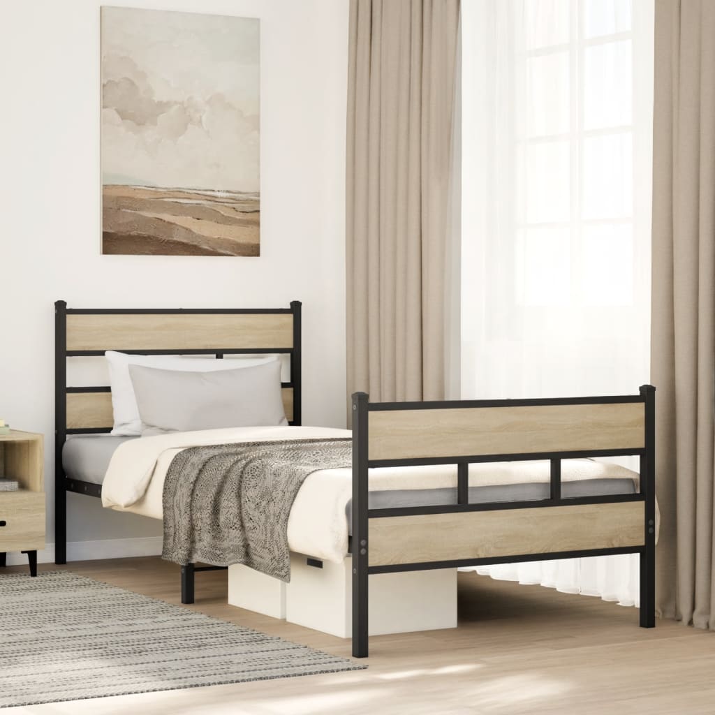 JUNG Vida Metallbett ohne Matratze Sonoma-Eiche 90x200 cm