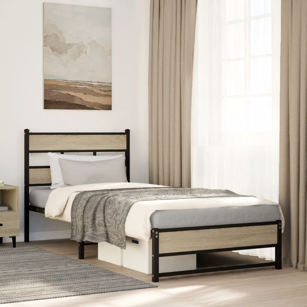 JUNG Vida Metallbett ohne Matratze Sonoma-Eiche 80x200 cm