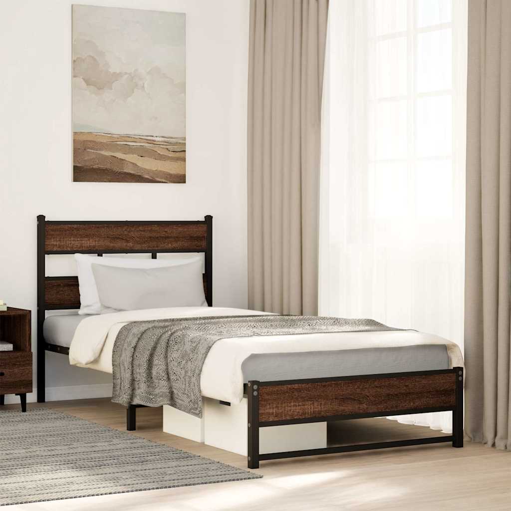 JUNG Vida Metallbett ohne Matratze Eichen-Optik 107x203 cm