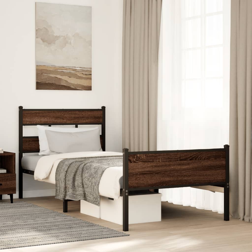 JUNG Vida Bettgestell ohne Matratze Braun Eiche 100x190 cm Holzwerkstoff